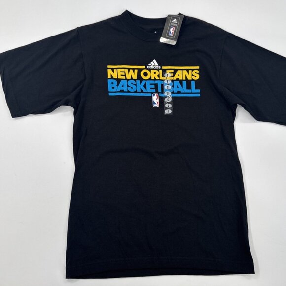 New Orleans Pelicans Adidas T-Shirt Mens Small Black NBA Basketball S/S Tee NEW - Picture 1 of 8